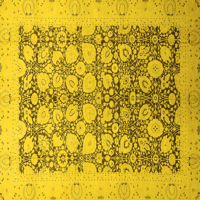 Square Machine Washable Oriental Yellow Traditional Rug, wshabs2498yw
