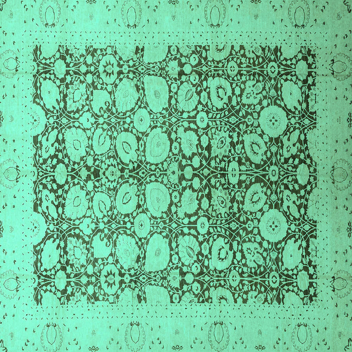 Square Oriental Turquoise Traditional Rug, abs2498turq