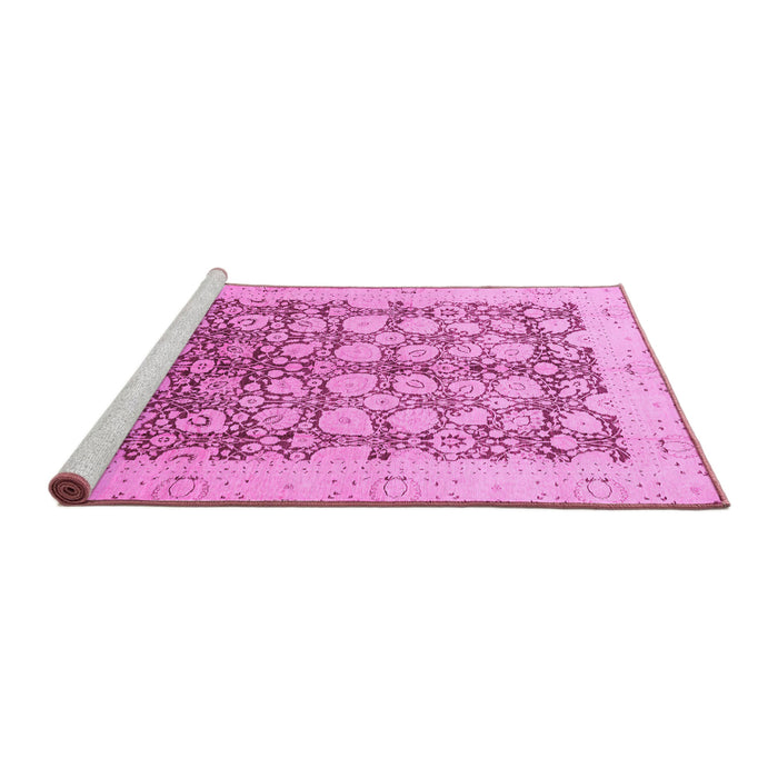 Sideview of Machine Washable Oriental Pink Traditional Rug, wshabs2498pnk