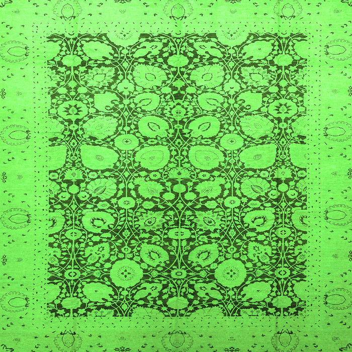 Square Machine Washable Oriental Green Traditional Area Rugs, wshabs2498grn