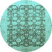 Round Oriental Light Blue Traditional Rug, abs2498lblu