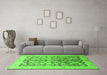 Machine Washable Oriental Green Traditional Area Rugs in a Living Room,, wshabs2498grn