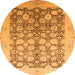 Round Machine Washable Oriental Orange Traditional Area Rugs, wshabs2498org