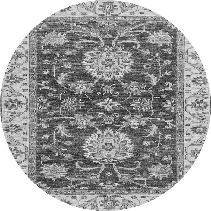 Round Machine Washable Oriental Gray Traditional Rug, wshabs2499gry