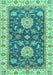 Machine Washable Oriental Turquoise Traditional Area Rugs, wshabs2499turq