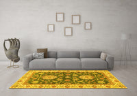 Machine Washable Oriental Yellow Traditional Rug, wshabs2499yw