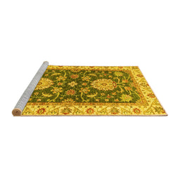 Sideview of Machine Washable Oriental Yellow Traditional Rug, wshabs2499yw