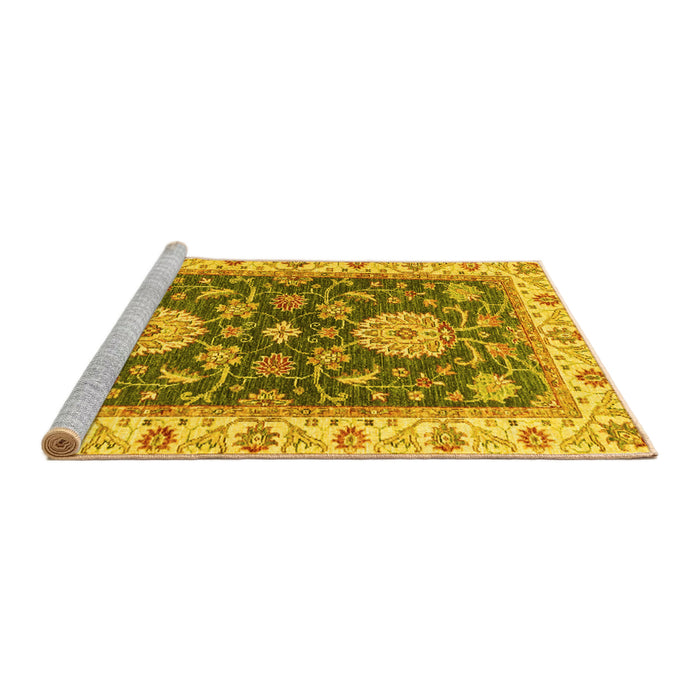 Sideview of Machine Washable Oriental Yellow Traditional Rug, wshabs2499yw