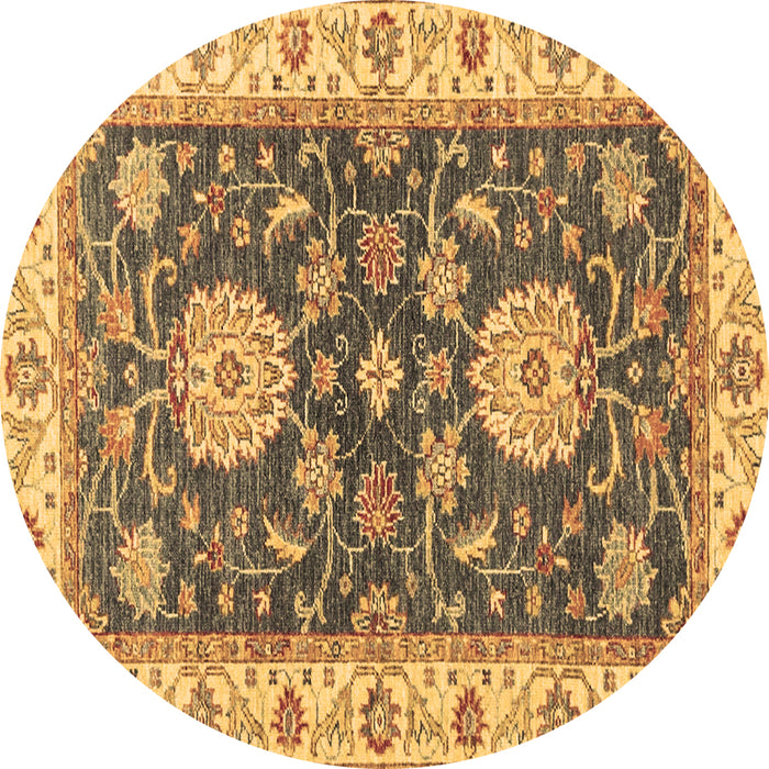 Round Machine Washable Oriental Brown Traditional Rug, wshabs2499brn