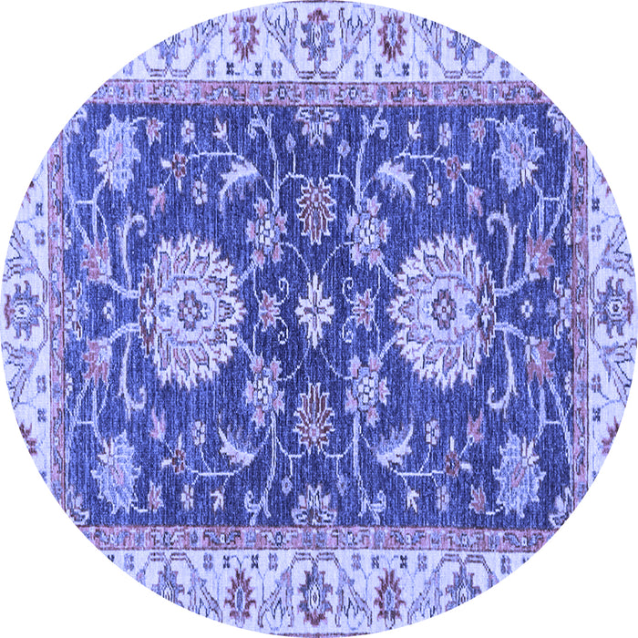 Round Machine Washable Oriental Blue Traditional Rug, wshabs2499blu