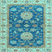 Square Machine Washable Oriental Light Blue Traditional Rug, wshabs2499lblu