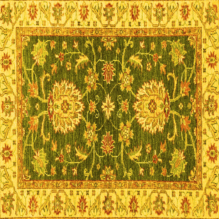 Square Machine Washable Oriental Yellow Traditional Rug, wshabs2499yw