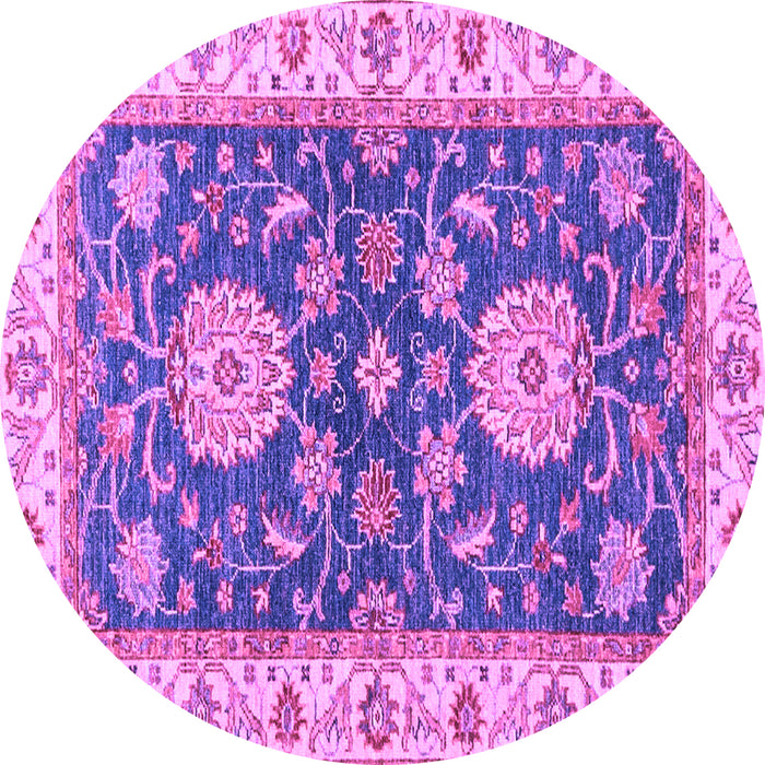 Round Machine Washable Oriental Purple Traditional Area Rugs, wshabs2499pur