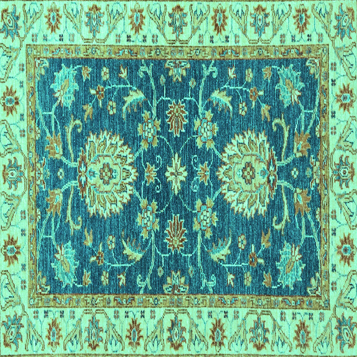 Square Machine Washable Oriental Turquoise Traditional Area Rugs, wshabs2499turq