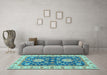 Machine Washable Oriental Light Blue Traditional Rug in a Living Room, wshabs2499lblu