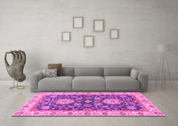 Machine Washable Oriental Pink Traditional Rug, wshabs2499pnk