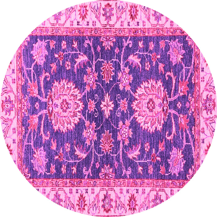 Round Oriental Pink Traditional Rug, abs2499pnk