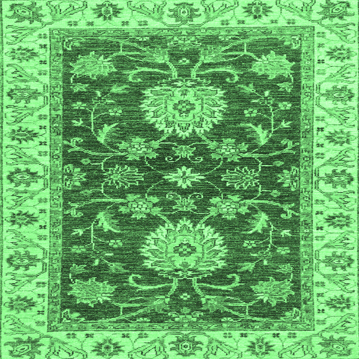 Square Machine Washable Oriental Emerald Green Traditional Area Rugs, wshabs2499emgrn