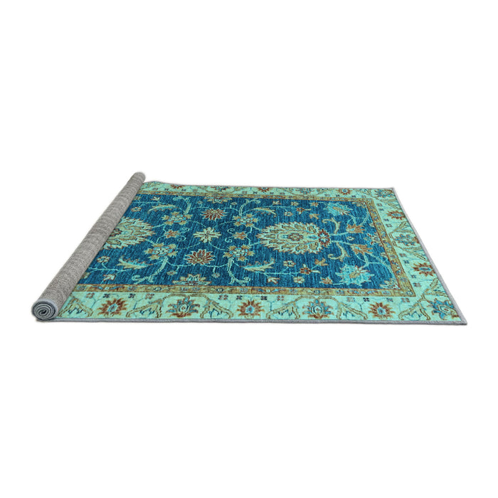 Sideview of Machine Washable Oriental Light Blue Traditional Rug, wshabs2499lblu