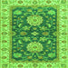 Square Machine Washable Oriental Green Traditional Area Rugs, wshabs2499grn