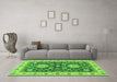 Machine Washable Oriental Green Traditional Area Rugs in a Living Room,, wshabs2499grn