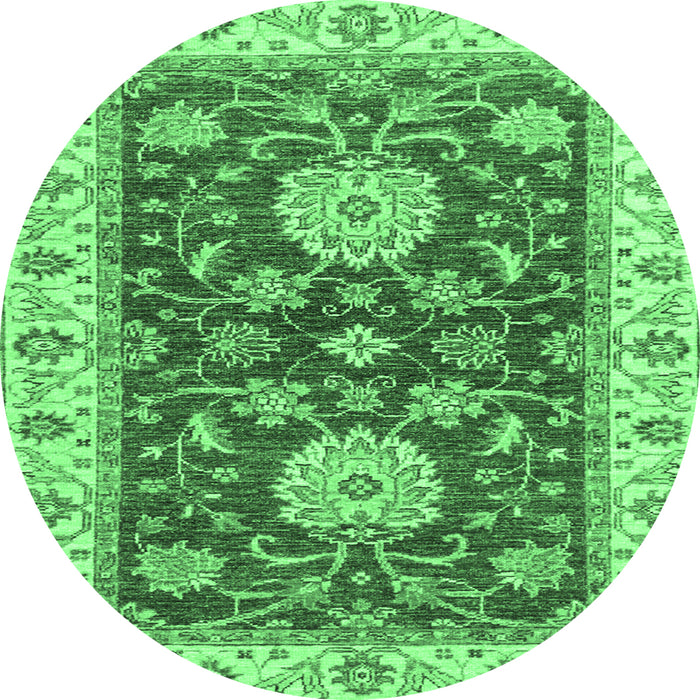 Round Oriental Emerald Green Traditional Rug, abs2499emgrn