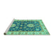 Sideview of Machine Washable Oriental Turquoise Traditional Area Rugs, wshabs2499turq