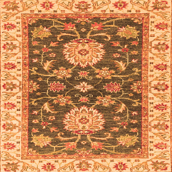 Square Machine Washable Oriental Orange Traditional Area Rugs, wshabs2499org