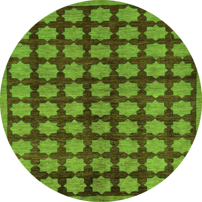 Round Abstract Green Modern Rug, abs249grn