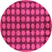 Round Machine Washable Abstract Pink Modern Rug, wshabs249pnk