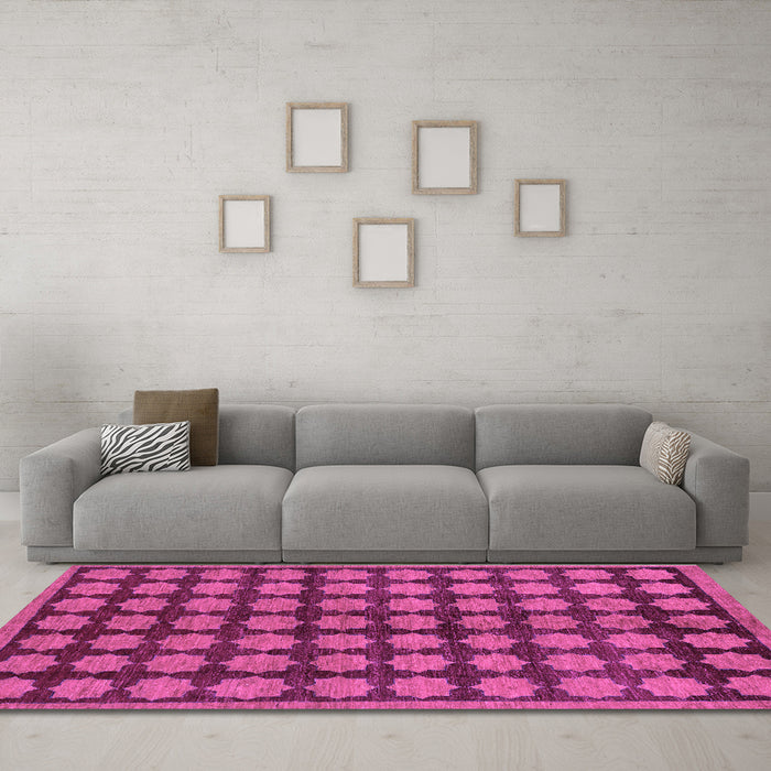 Machine Washable Abstract Purple Modern Area Rugs in a Living Room, wshabs249pur