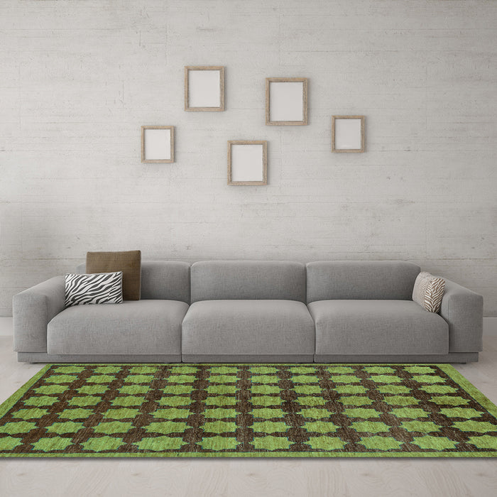 Machine Washable Abstract Turquoise Modern Area Rugs in a Living Room,, wshabs249turq