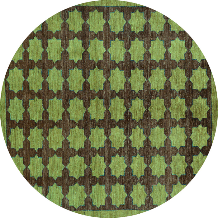 Round Abstract Turquoise Modern Rug, abs249turq