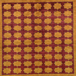 Square Machine Washable Abstract Red Rug, wshabs249