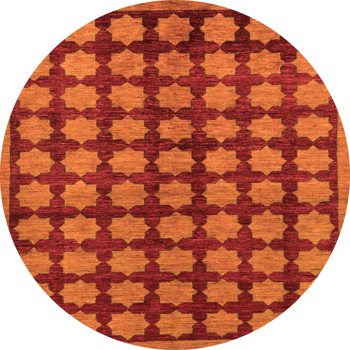 Round Machine Washable Abstract Orange Modern Area Rugs, wshabs249org
