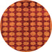 Round Machine Washable Abstract Orange Modern Area Rugs, wshabs249org