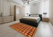 Abstract Red Modern Rug in a Bedroom, abs249