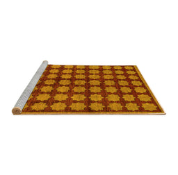 Sideview of Machine Washable Abstract Yellow Modern Rug, wshabs249yw
