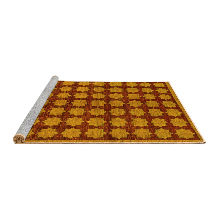 Sideview of Machine Washable Abstract Yellow Modern Rug, wshabs249yw