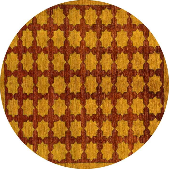 Round Abstract Yellow Modern Rug, abs249yw
