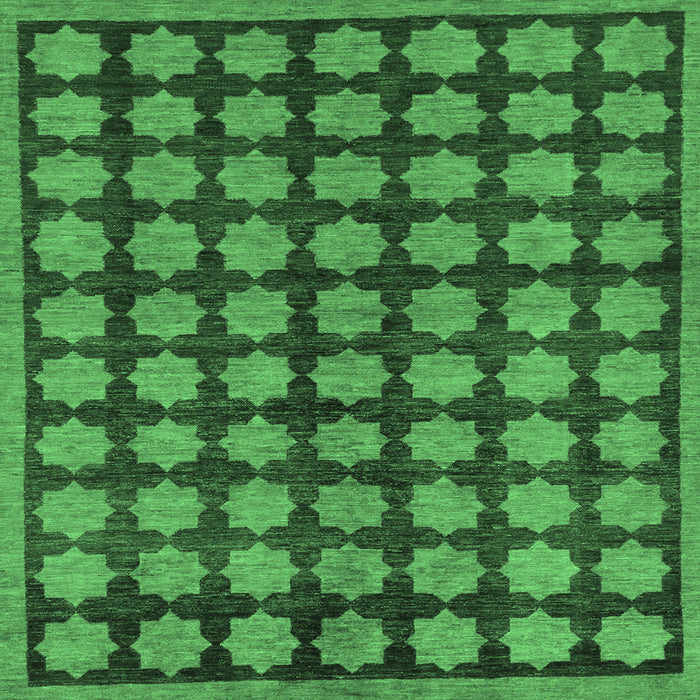 Square Machine Washable Abstract Emerald Green Modern Area Rugs, wshabs249emgrn
