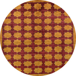 Round Machine Washable Abstract Red Rug, wshabs249