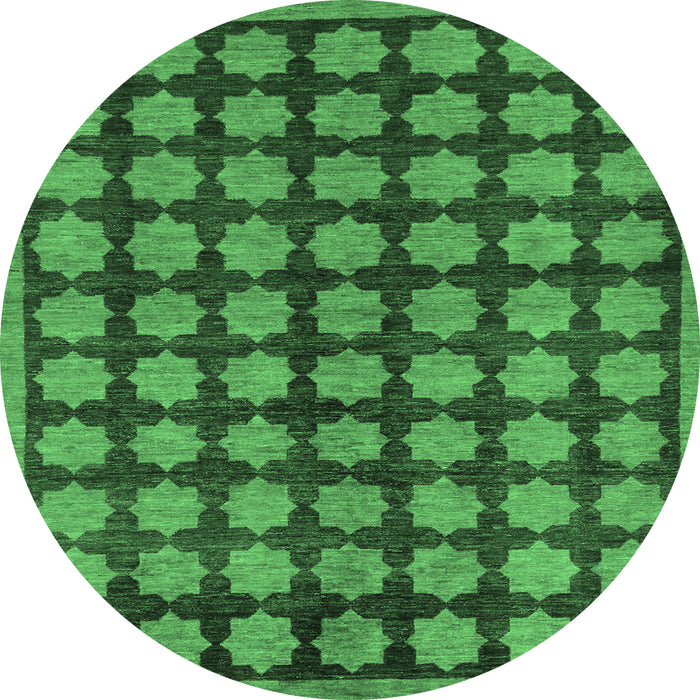 Round Machine Washable Abstract Emerald Green Modern Area Rugs, wshabs249emgrn