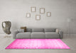 Machine Washable Abstract Pink Modern Rug in a Living Room, wshabs24pnk