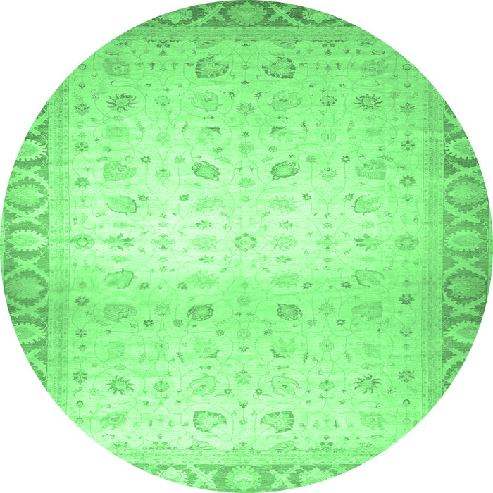 Round Abstract Emerald Green Modern Rug, abs24emgrn
