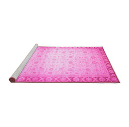 Sideview of Machine Washable Abstract Pink Modern Rug, wshabs24pnk