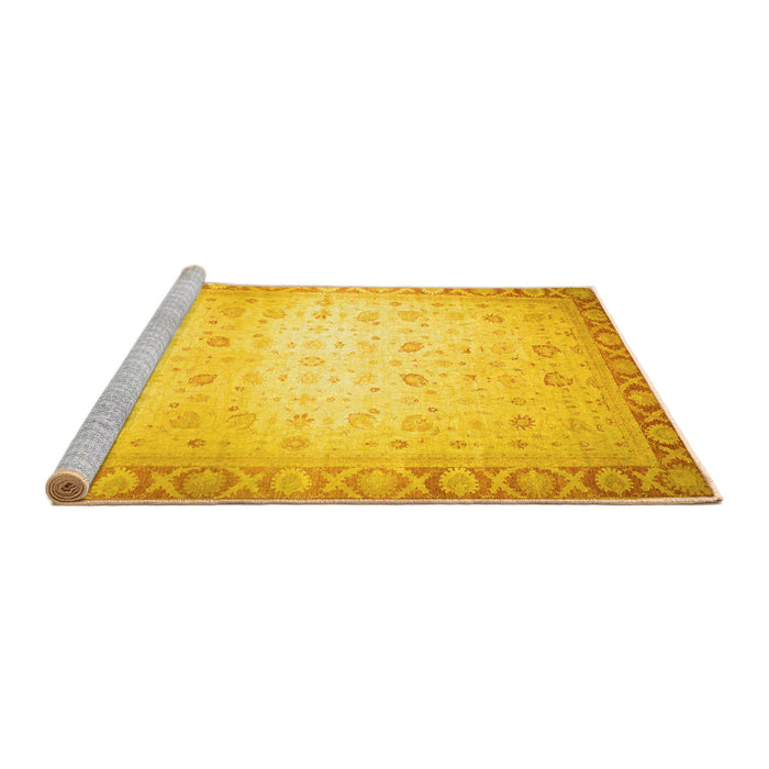 Sideview of Machine Washable Abstract Yellow Modern Rug, wshabs24yw