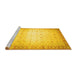 Sideview of Machine Washable Abstract Yellow Modern Rug, wshabs24yw