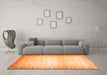 Machine Washable Abstract Orange Modern Area Rugs in a Living Room, wshabs24org