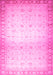 Machine Washable Abstract Pink Modern Rug, wshabs24pnk